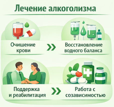 лечение алкоголизма в Озёрах этапы